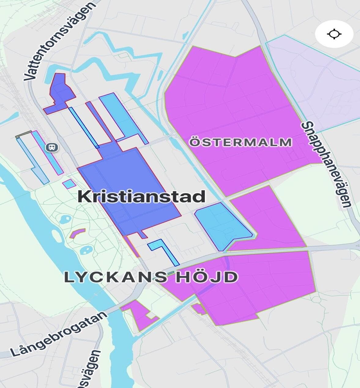 Parkeringskarta i Kristianstad (exempel från appen)