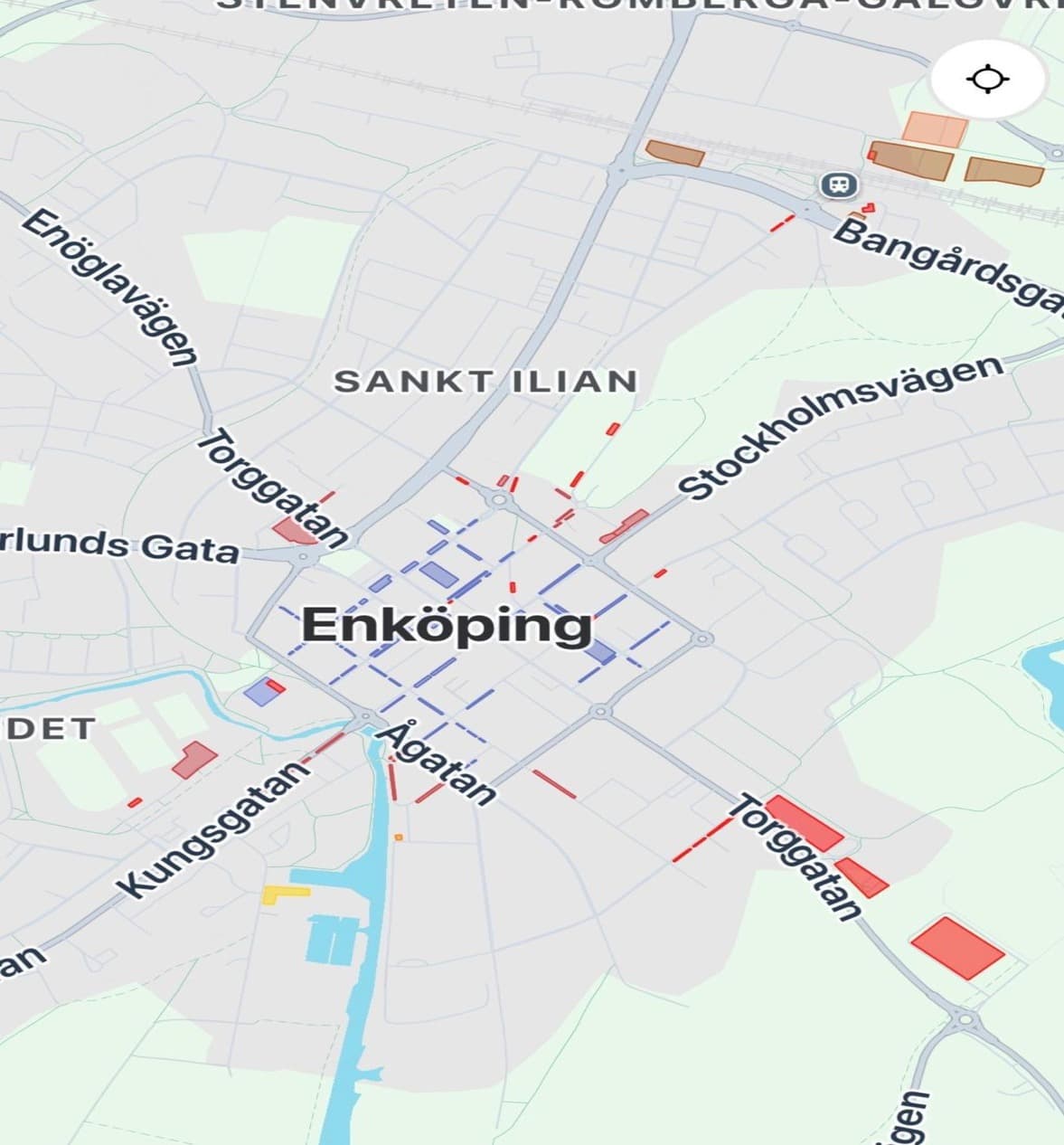 Parkeringskarta i Enköping (exempel från appen)