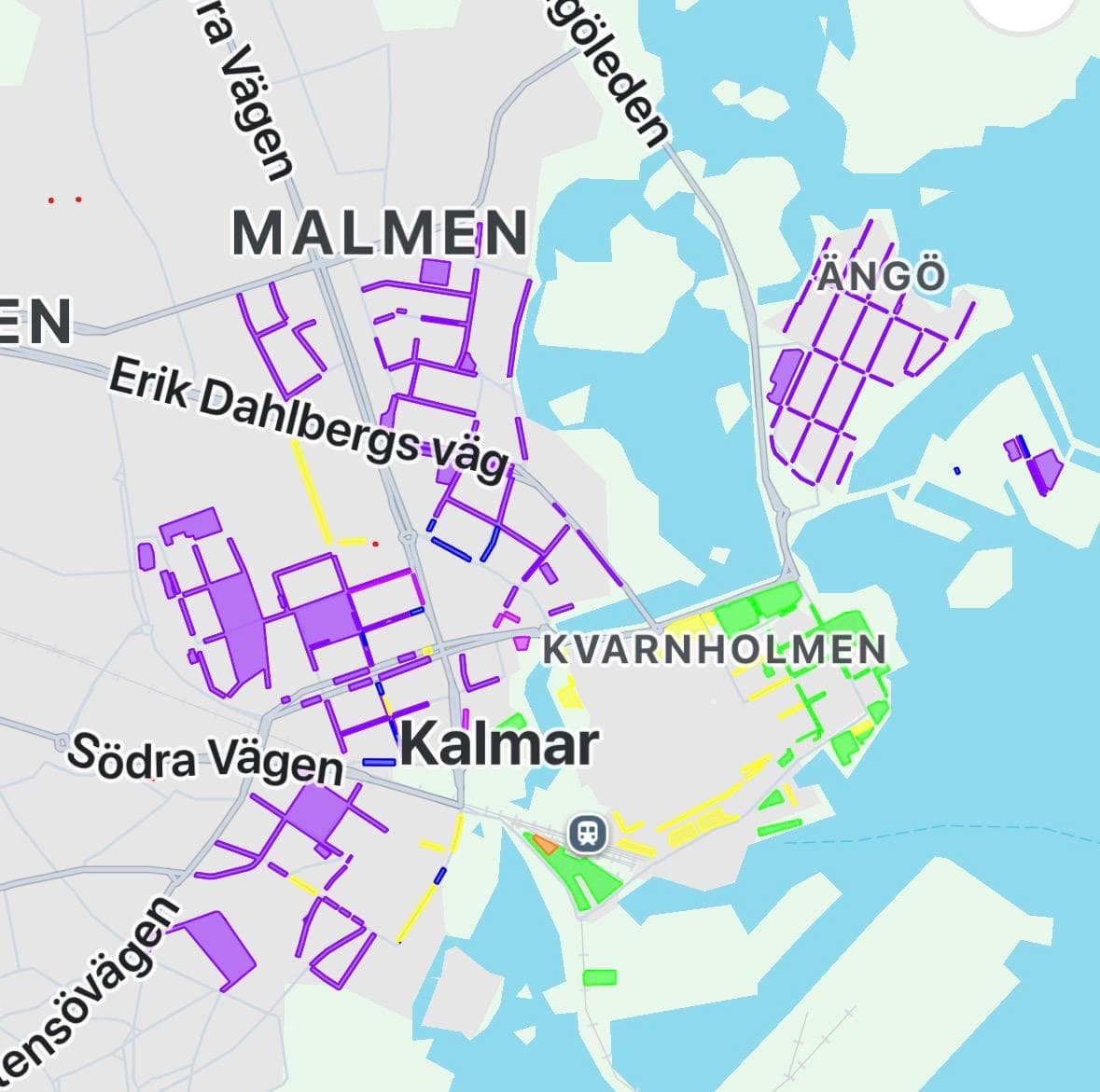 Parkeringskarta i Kalmar (exempel från appen)
